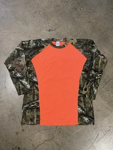 Size Large - Tech Mesh Mossy Oak Camouflage Orange Long Sleeve Shirt Brand New - Picture 1 of 3