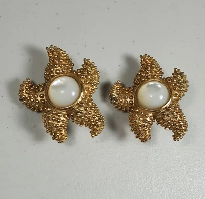 Pendientes con clip de estrella de mar STEPHEN DWECK oro lavado plata esterlina de colección 1990 Foto 1 de 4