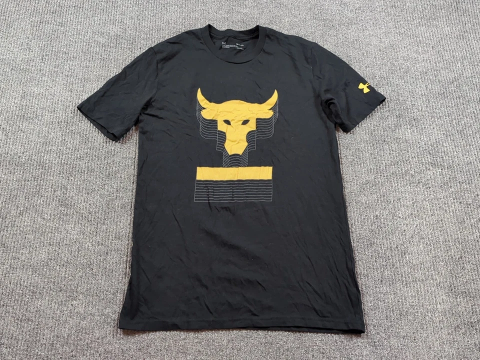 Camisa Under Armour Para Hombres Pequeña Negra Project Rock Manga Corta Gimnasio Logo Camiseta Foto 1 de 4