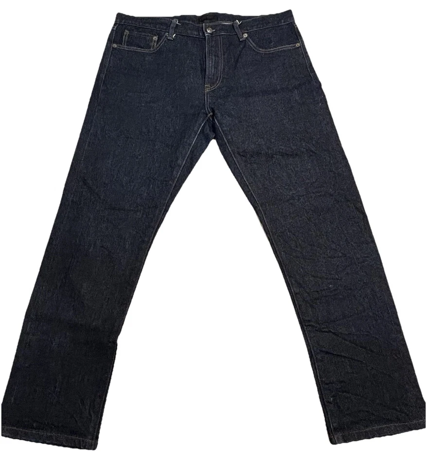 Jeans masculino Uniqlo Kaihara selvedge azul reto slim fit stretch 36 x 30 - Imagem 1 de 4