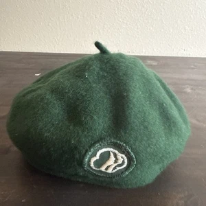 Vintage 1980 Girl Scouts Hat Kids Green Beret Wool Uniform Cap - Picture 1 of 8