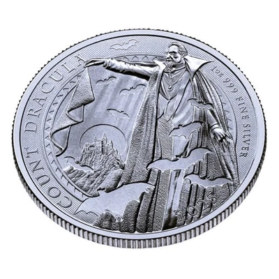 2025 gran bretagna 1a Emissione serie GOTHIC HORRORS - CONTE DRACULA argento 999 - Immagine 1 di 3