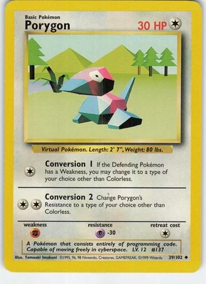 Porygon 039/102 Base Set Uncommon Normal LP/MP Pokémon TCG - Image 1 of 2