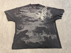 Tapout Shirt Mens XXL Black Camo Camouflage All Over Print Eagle Faded - Picture 1 of 12