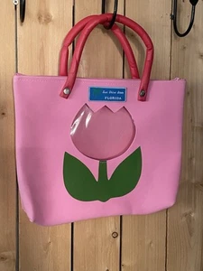 *PINK FLOWER TOTE BAG SUNSHINE STATE FLORIDA BEACH HANDLES & ZIPPER SUMMER  BAG - Picture 1 of 3