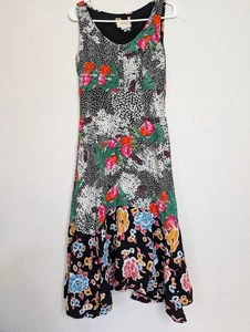 Anthropologie Maeve Violette Floral Midi Dress Womens Size 4 Patchwork Boho - Picture 1 of 7