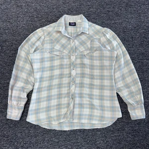 Camisa vaquera vintage años 80 Tem Tex Western Pearl Snap botones a cuadros talla 13/14 - Imagen 1 de 6