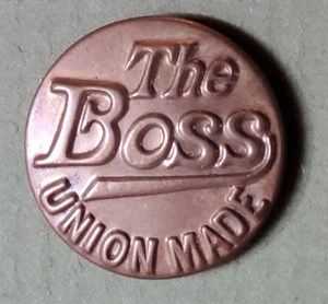 Bb 11/16" The Boss UNION MADE Antique small Wobble Shank Overall BUTTON - Picture 1 of 2