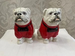 "Salero y pimentero de cerámica vintage UGA Georgia Bulldogs 4"" usado en excelente estado" - Imagen 1 de 9