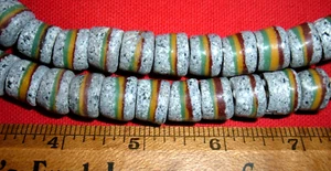 Full Strand (80) Striped Krobo Trade Beads From Ghana, Collectible African Beads - Picture 1 of 3