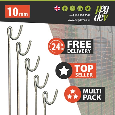 10 x METAL FENCING PINS 1200 x 10mm - Barrier Fence Stakes Events Temporary - Image 1 of 4