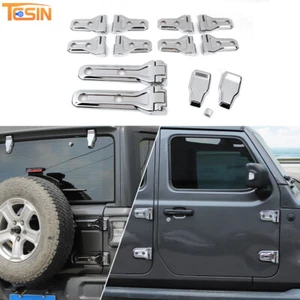 Exterior Door Hinge Cover Trim Kit for Jeep Wrangler JL 18+ Chrome Accessories - Picture 1 of 13