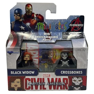 Marvel Minimates Viuda Negra y Huesos Cruzados Serie 67 Capitán América Guerra Civil Foto 1 de 4