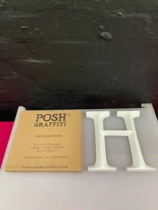 POSH GRAFFITI Decorative White Wooden Letter H Measures 9 Inch - Picture 1 of 4