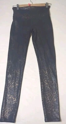 Leggings Spanx Mujer Medianos Marrón Negro Imitación Cuero Leopardo Animal Estampado Brillo Foto 1 de 4