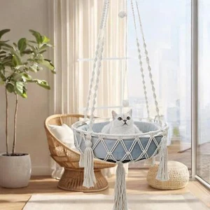 Cat Hammock Boho Pet Supplies Space Saving Indoor Outdoor - Picture 1 of 6