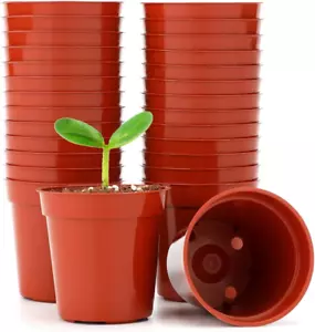 Small Terracotta Plastic Pots,50 Packs 2 Inch Small Plant Pots with Drainage Hol - Picture 1 of 8