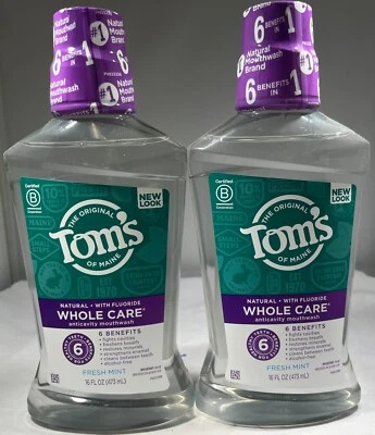 (2 PACK) Enjuague bucal anticavidad Tom's Whole Care fresco como nuevo, 16 oz. - ELIGE ARTÍCULO Foto 1 de 2