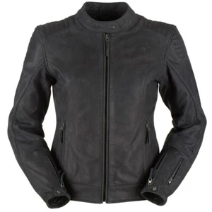 Ladies Biker Slim Fit Black Leather Motorcycle Jacket with CE Level 2 Armours - Bild 1 von 8