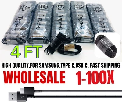 1-100X Venta al por mayor Tipo C Cable Cargador USB C Cable Carga Rápida Para Samsung LOTE Foto 1 de 4