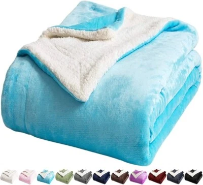 Sherpa Blankets Bed Sofa Couch Blankets Throws Light Weight Warm Twin Queen Size - Image 1 of 4