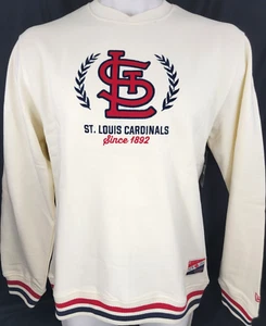 NEW St. Louis STL Cardinals New Era Cream LS Crew Neck Sweatshirt Men's L - Picture 1 of 9