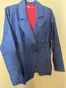 Hard Rock Cafe Womens Denim Jean Jacket  Blazer Vintage  Medium Distressed Blue - Picture 1 of 9
