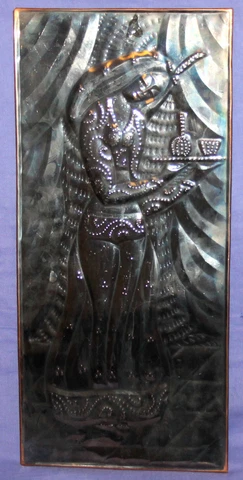 Vintage hand made metal wall decor plaque oriental woman Cover