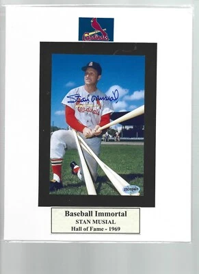Autographed & Matted 7 x 5 Baseball Immortal HOFer Stan Musial with COA - Image 1 of 2