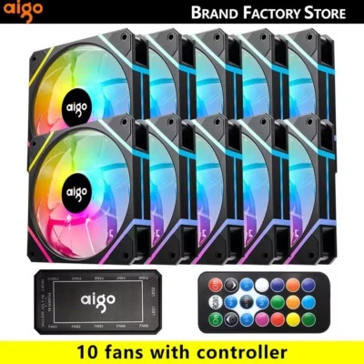 Aigo AM12 Rgb Fan Ventoinha PC Controladora 120mm Computer Case Fan Kit 6pin - Image 1 of 4