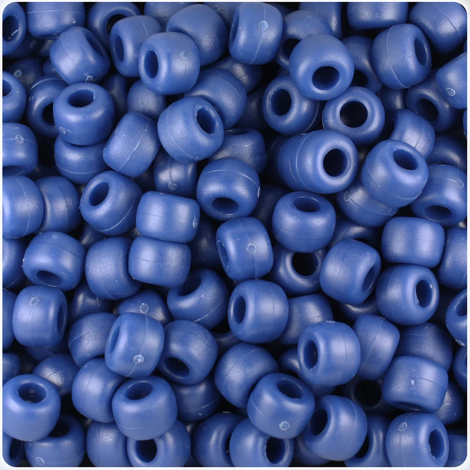 BeadTin Navy Matte 9mm Barrel Pony Beads (500pcs) - Image 1 of 1