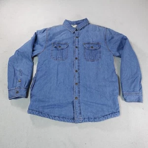 Vintage Lee Denim Jacket Womens Medium Blue Fleece Lined Trucker Shacket Western - Picture 1 of 22