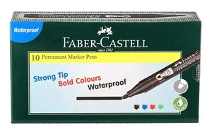 Faber-Castell Permanent Marker Pen - Pack of 10 (Black) FREE SHIPPING - Picture 1 of 4