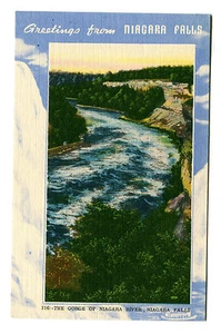 Vintage Postcard GREETINGS FROM NIAGARA FALLS Blue Border GORGE NIAGARA RIVER - Picture 1 of 2
