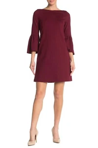 Neu mit Etikett $ 498 Lafayette 148 Marissa Shiraz weinrot Glockenärmel Etuikleid Gr. L - Bild 1 von 10