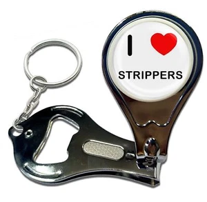 Strippers I Love Heart Nail Clipper Bottle Opener Key Ring (63mm x 35mm) - Picture 1 of 3