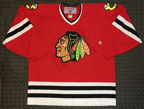 Chicago Blackhawks NHL CCM Jersey Size XL RED Embroidered BLANK Back Vintage EUC Cover