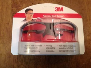 3M verstellbare Schutzbrille schwarzes Gestell hohe Schlagfestigkeit Antibeschlag-Gläser - Bild 1 von 1