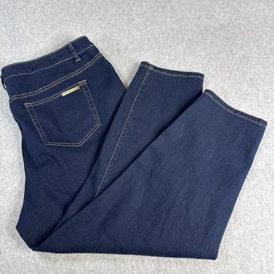 Pantalones de mezclilla MICHAEL Michael Kors nuevos con etiquetas elásticos al tobillo teñidos índigo para mujer talla grande 20 W Foto 1 de 4