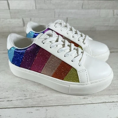 Kurt Geiger London женщин Laney Rainbow полоски кожаные кроссовки 36,5 EU/6,5 новый - Изображение 1 из 4
