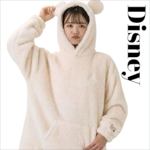 OFF WHITE m12S Disney Topolino Felpa con Cappuccio Manica Lunga OffWhite L Nuova