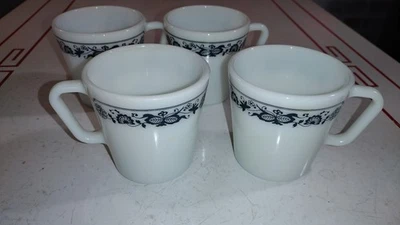 Taza de café azul Pryrex Corning Old Town (4 piezas) vaso de leche Foto 1 de 4