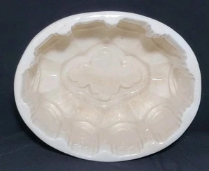 Vintage Antique White Ironstone Jelly Cake Mold Large Oval Pottery Baking Old - Picture 1 of 14