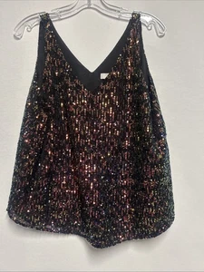 Ann Taylor Loft Damen Top Ärmellos Mehrfarbig Pailletten Large Petite - Bild 1 von 10