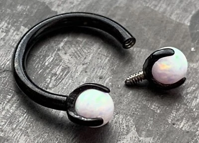 1pc Claw Set Opal Balls Circular Barbell Horseshoe Cartilage Septum Ring 16g 8mm - Image 1 of 4