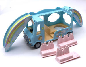Calico Critters Sunshine Nursery Bus Toy Vehicle Sylvanian Families Rainbow