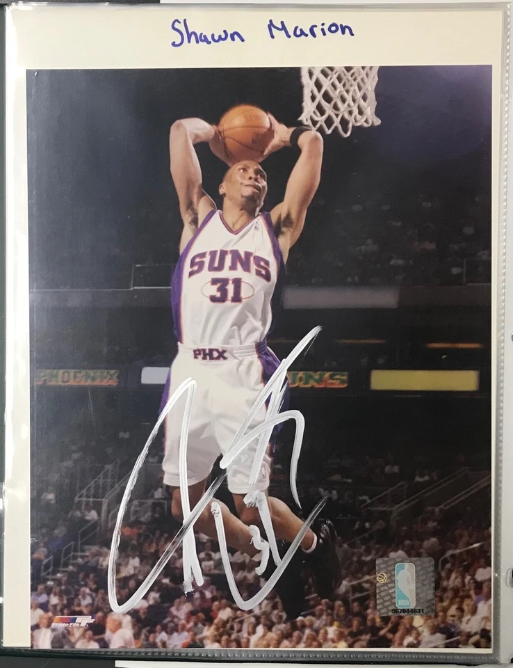 Phoenix Suns #31 Shawn Marion Autografiado Novato 8x10 Color Foto de Acción Foto 1 de 1
