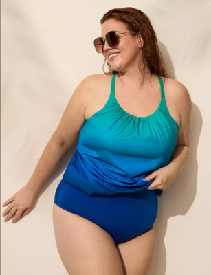 LANE BRYANT CACIQUE ПЛАВАТЬ РУСАЛКА OMBRE BLOUSON ТАНКИНИ ВЕРХНИЙ РАЗМЕР 22 - Изображение 1 из 4