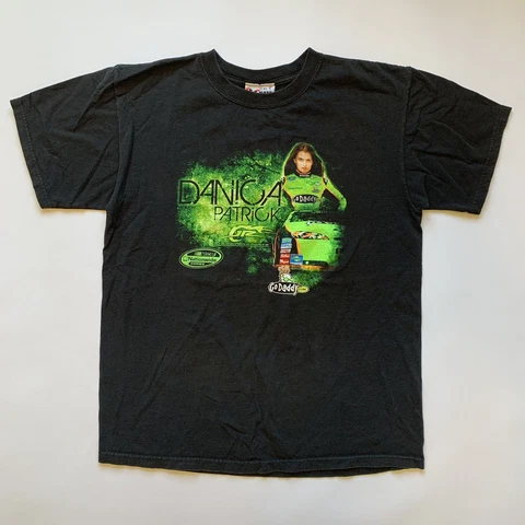 Danica Patrick #7 Nascar 2010 Men's Black S/S JR Motorsports 2-Sided T Shirt L Cover