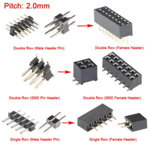 2.0mm Pitch 2 Pin-40 Pin PCB Male/Female Pin Header Single/Double Row Connector - Picture 1 of 20
